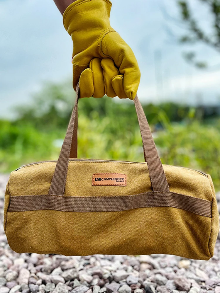 Description Picture 6 of itemCamping Tool Storage Bag Portable Tent Ground Nail Wind Rope Hammer Pouch Cylinder Canvas Large Capacity Outdoor Accessories