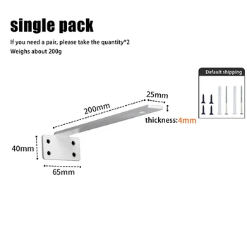 1 ชุด Heavy Duty เหล็กหล่อชั้นวางวงเล็บชั้นวางของลอย 4 มม.หนาที่มองไม่เห็น L วงเล็บสําหรับชั้นวางสนับสนุน 14