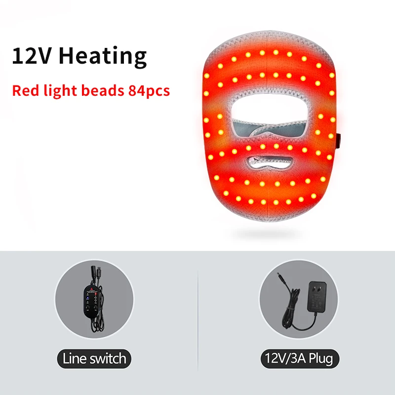赤色光療法フェイスマスク - LEDライト3段階温度＆振動、肌の敏感さを和らげ、毎日のケアで肌の改善をサポート