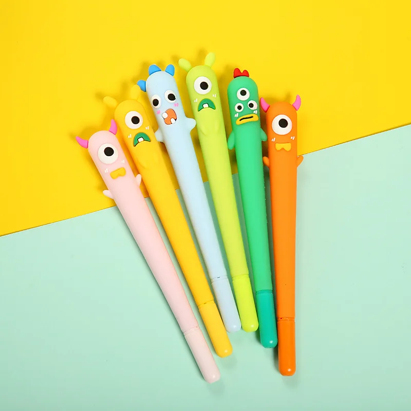 

1 pc Cute Kawaii Soft Rubber Little Monster Gel Pens Quick Dry Smooth Writing Korean Signature Pen Stationery Gift for Kids