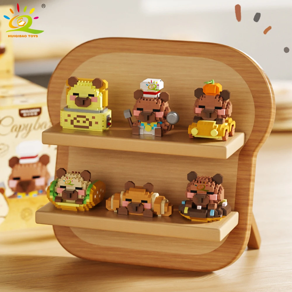 HUIQIBAO MOC Capybara Cavy Animal Micro Building Block Guinea Pig Mini Diamond Model Brick Toy for Children Desk Decor.