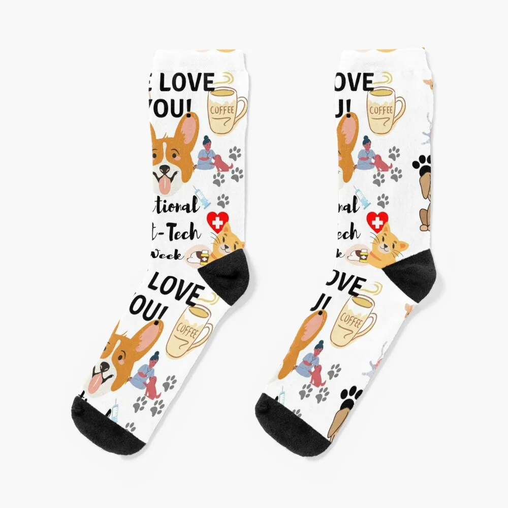 National Vet tech week - We love you! Socks sports stockings bright garter socks Socks Men Women's