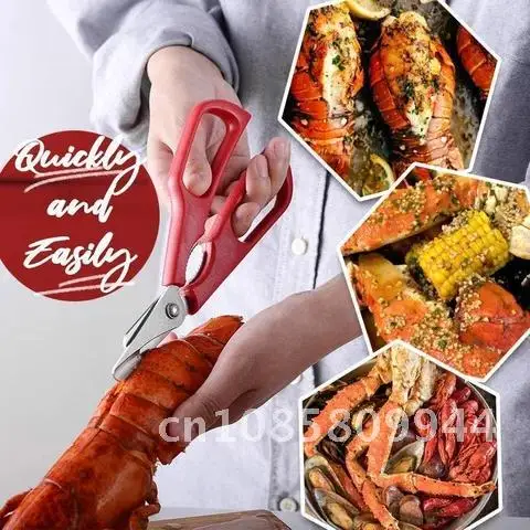 

Stainless Seafood Scissors Lobster Fish Shrimp Crab Seafood Scissors Shears Snip Shells New Kitchen Tool 1PC