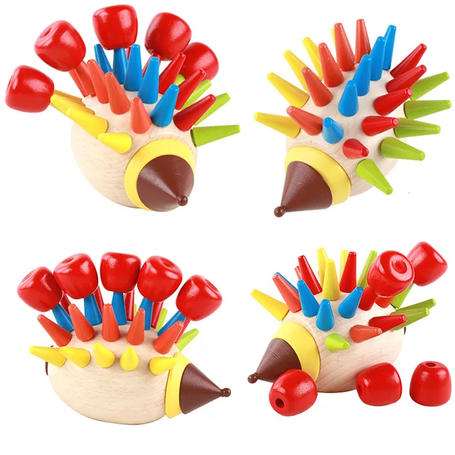 Kids Wooden Hedgehog Toys Wooden Disassembly Combination Hedgehog Apple Building Blocks Learn Multifunctional Educational Toys 1