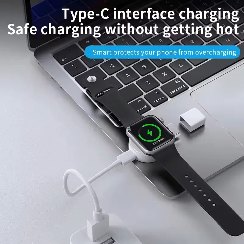 Chargeur magnétique sans fil pour Apple Watch Series 11 10 9 8 7, chargeur USB Type C pour iWatch, support de charge portable USB A