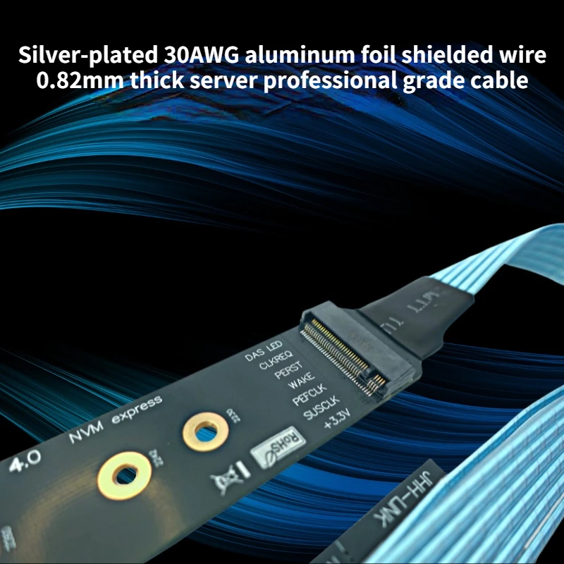 Fio Adaptador Ssd de Alta Velocidade Blindado Prateado Nvme M-key Pcie Extensor 4.0x4 Protocolo Nvme M.2 22110 Gen4 30awg 64gbps - Imagem 3