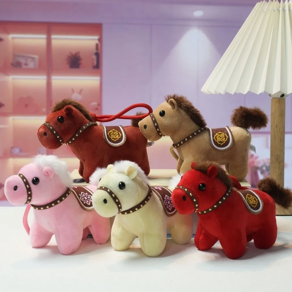 Cute Steed Doll Pony Pendant Stuffed Chinese Style Chinese New Year Gift Fluffy Mascot Doll Zodiac Pony Figurine Festive Decor