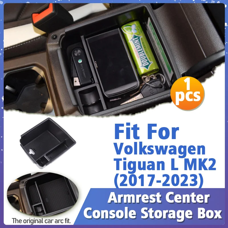 

1Pcs Car Interior Styling Armrest Center Console Storage Box For Volkswagen VW Tiguan L MK2 2017 2018 2019-2023 Accessories