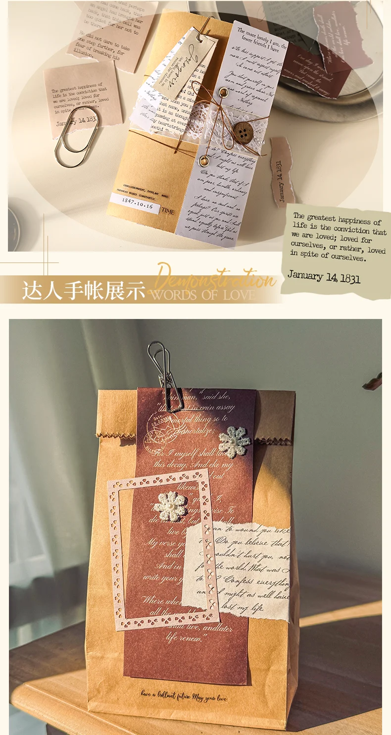 30 Stück Vintage Diy Scrapbooking Zubehör Dekor Aufkleber Junk Journal handgemachte Planer Collage Material Schreibwaren – Detail 13