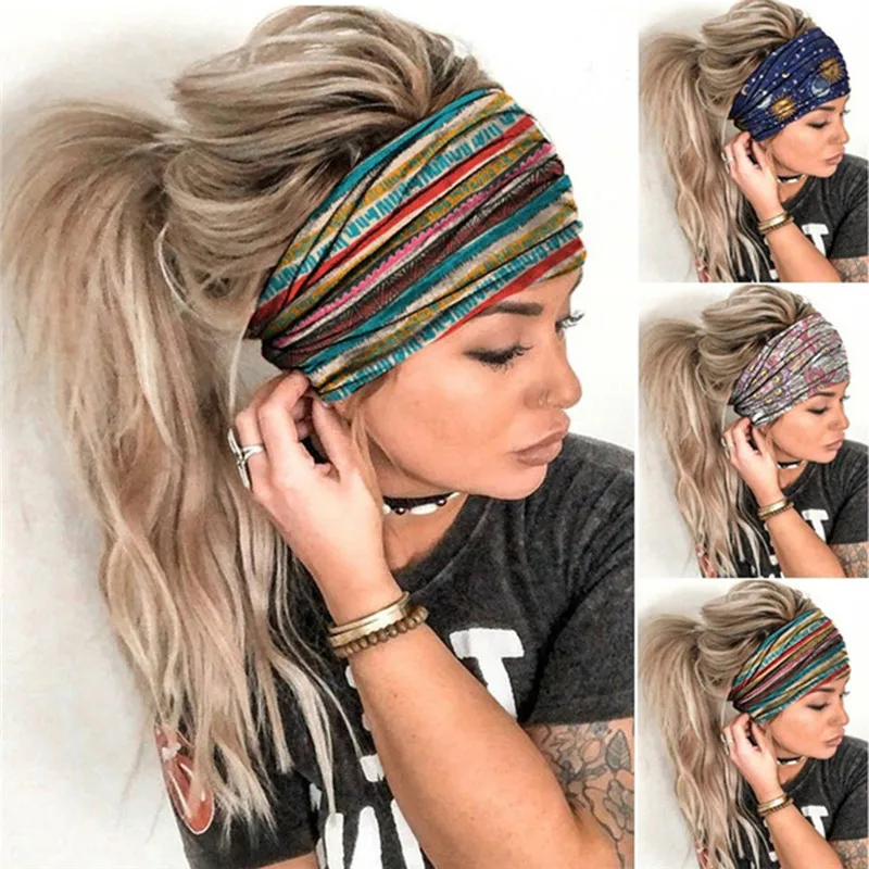 

Women Headpiece Stretch Turban Hair Accessories Headwear Yoga Run Bandage Hair Bands Headbands Wide Headwrap
