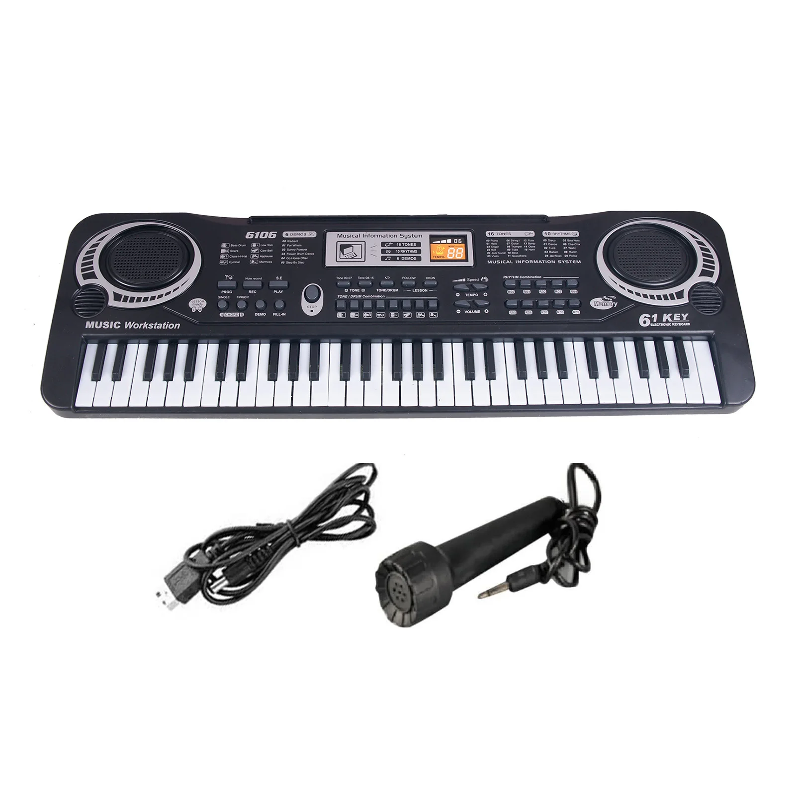 Digital Electronic Keyboard 61 Keys Black Digital Music Electronic Keyboard Electric Piano Kids Musical Instrument