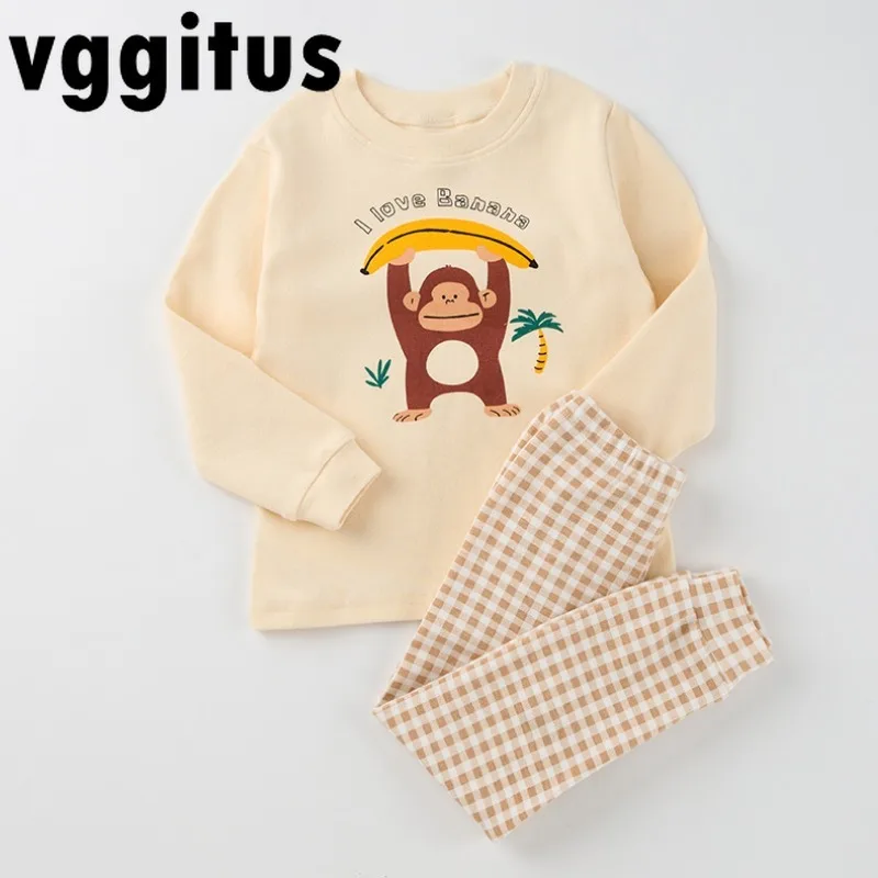 

Korean Style Spring Autumn Kids Girl Homewear Suit Long Sleeves Round Collar Pullover Homewear Top Warm Pajamas Sets H235