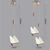 Modern LED Pendant Lights Luxury Creative Chandeliers Butterfly Single Double Head Nordic Bedside Long-line Hanging Lamp 6