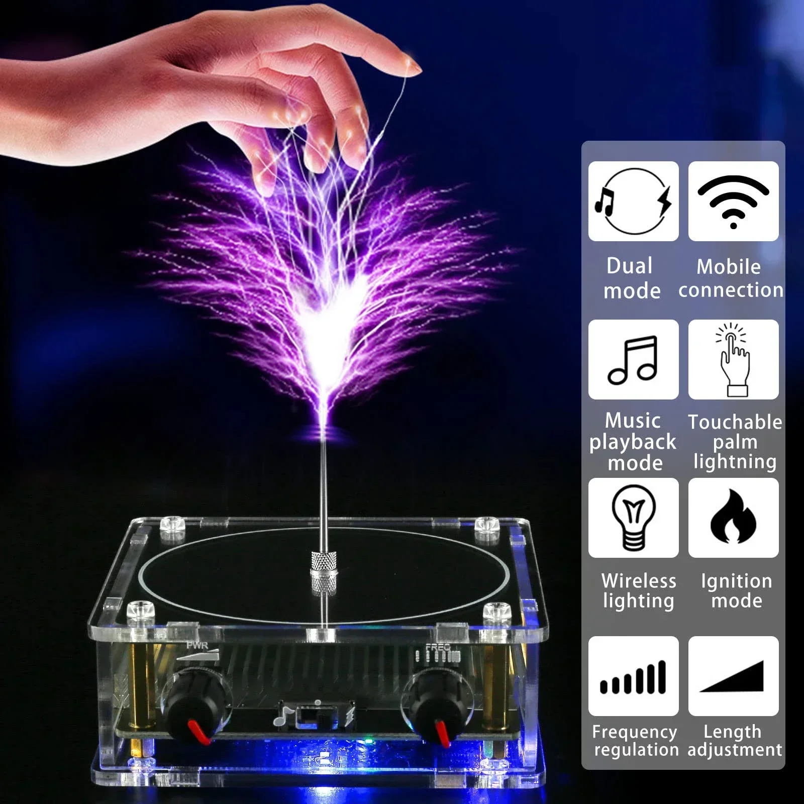 Tesla Coil Desktop Toy - Solid-State Music Tesla Coil With Wireless Power Transmission | Scientific Experiment Tool