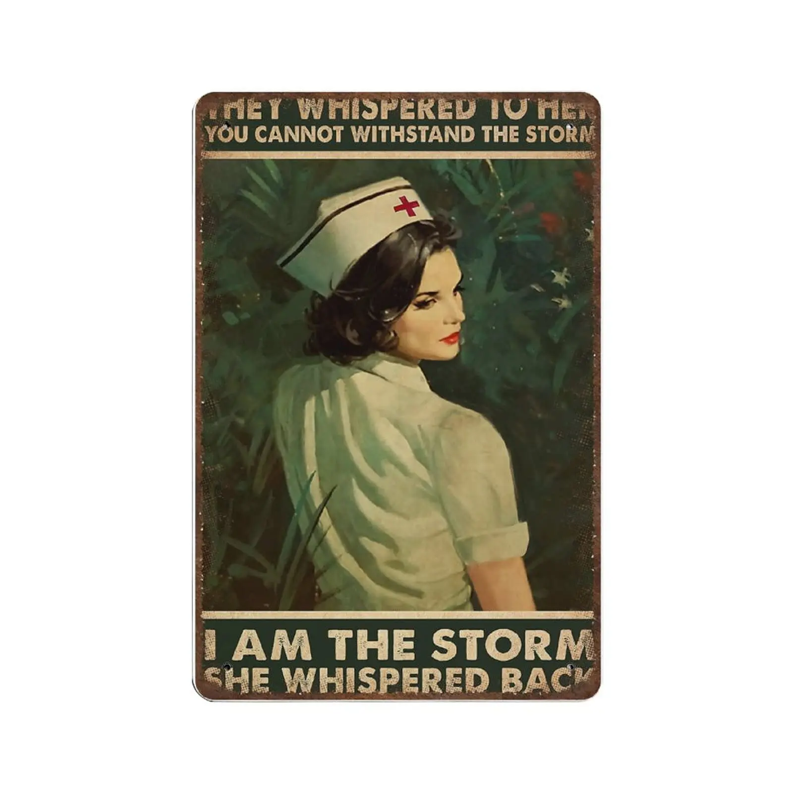 

Dreacoss Retro Metal tin sign，Novelty Poster，Iron Painting，They Whispered To Her You Cannot Withstand The Storm I Am She Back Si