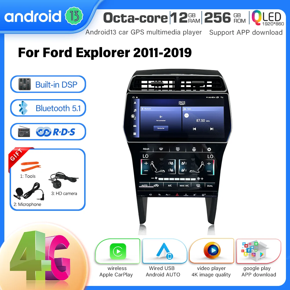 

12.3 inch Android 13 For Ford Explorer 2011-2019 Car Multimedia Player GPS Radio CarPlay 5G Wifi Navigation 8+256GB+360