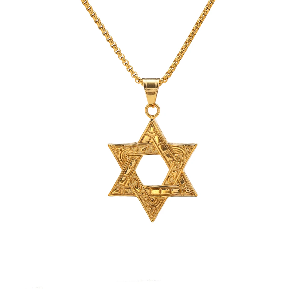 Stainless Steel Star of David Six Point Star Necklace Hiphop Pendant Jewelry Gift For Him