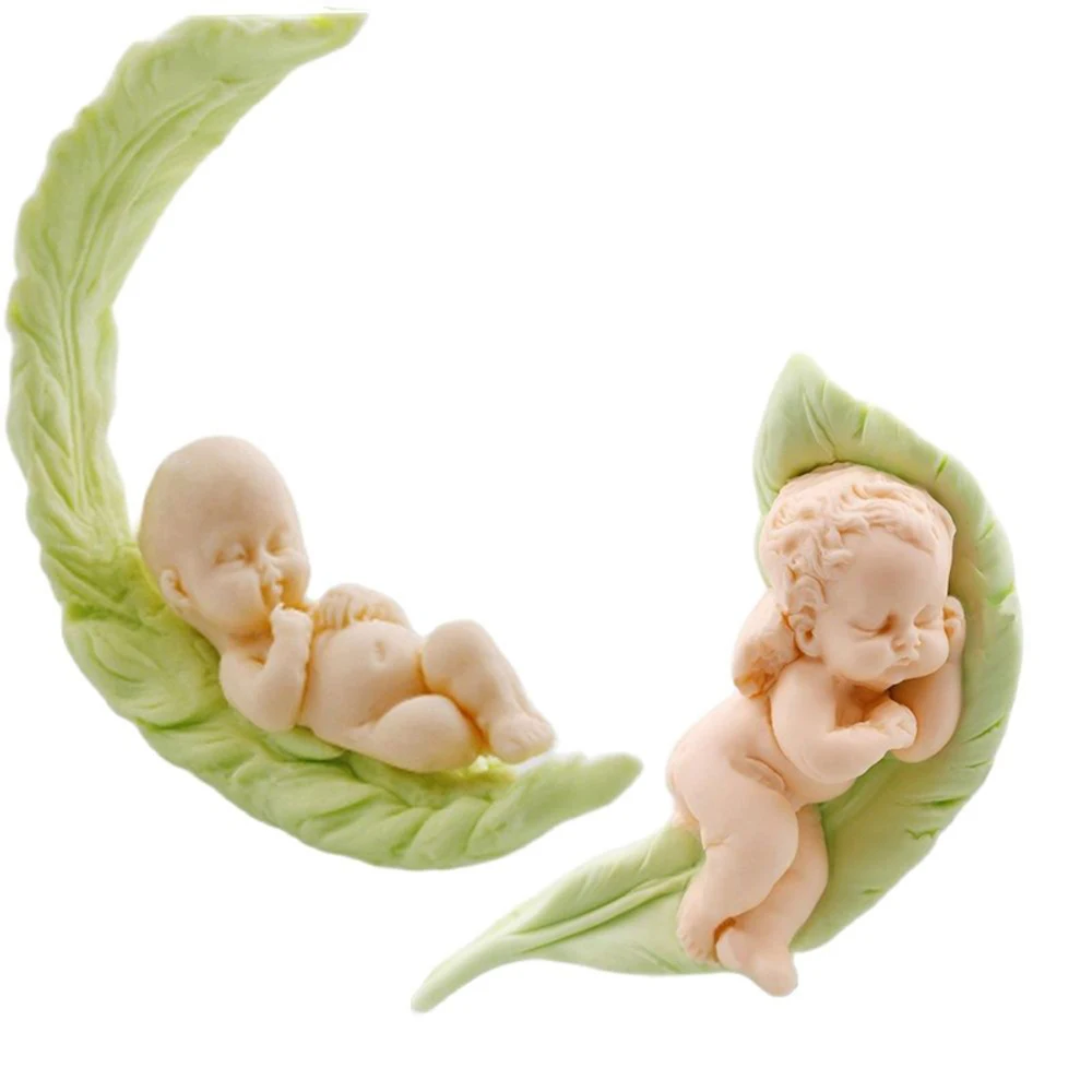 

3D Feather Sleeping Position Angel Baby Silicone Fondant Mold Cake Decorating Chocolate Sugarcraft Baking Mould Tool DIY Soap