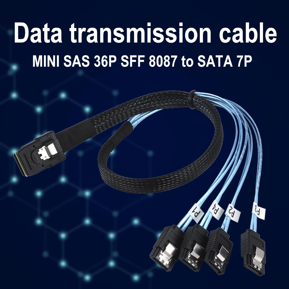 내부 미니 SAS SFF-8087 36P 수-4 SATA 7P 암 포워드 브레이크아웃 케이블