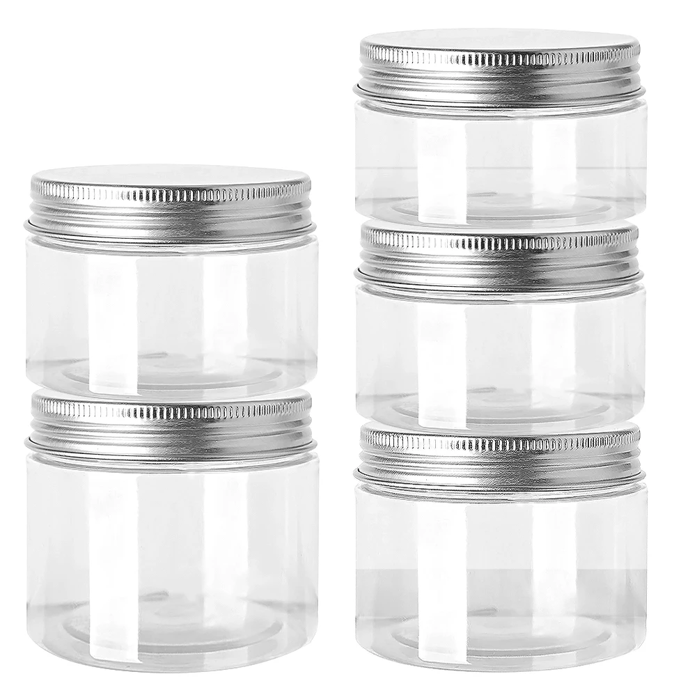 Plastic Jars Empty Makeup Container Clear Bottle For Kitchen Storage Dry Food 200/300/400/500ml PET Container Jars Pot with Lid 2