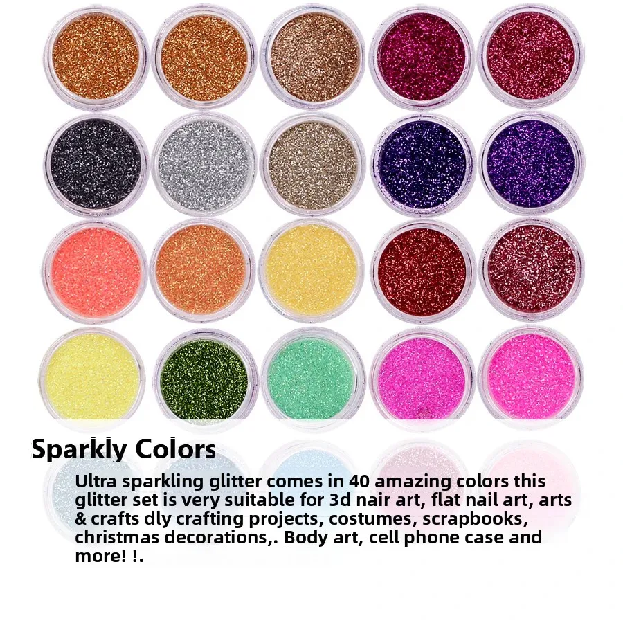 40 Colors Nail Glitter Set, Fine Nail Art Glitter Powder for Body Art, Crafts, Tips Decoration, Festival Makeup - 4