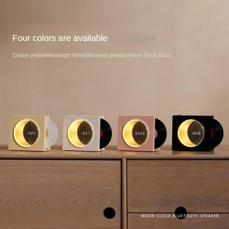 

Wireless Bluetooth Speaker Bedroom Luxury Speaker Mini Subwoofer Moon Rotating Vinyl Record Alarm Clock Audio Outdoor