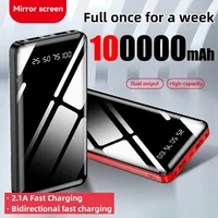 100000mAh Portable Charger Mobile Power Bank Ultra-thin Large Capacity Battery Digital Display Mirror For iphone Samsung Xiaomi 1