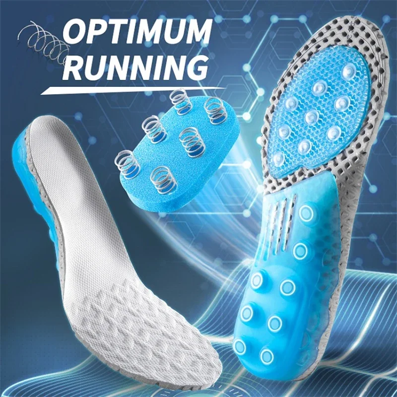 

Sport Spring Silicone Gel Insoles for Women Men Orthotic Sole Pad For Shoes Deodorant Breathable Cushion Running Pad For Feet