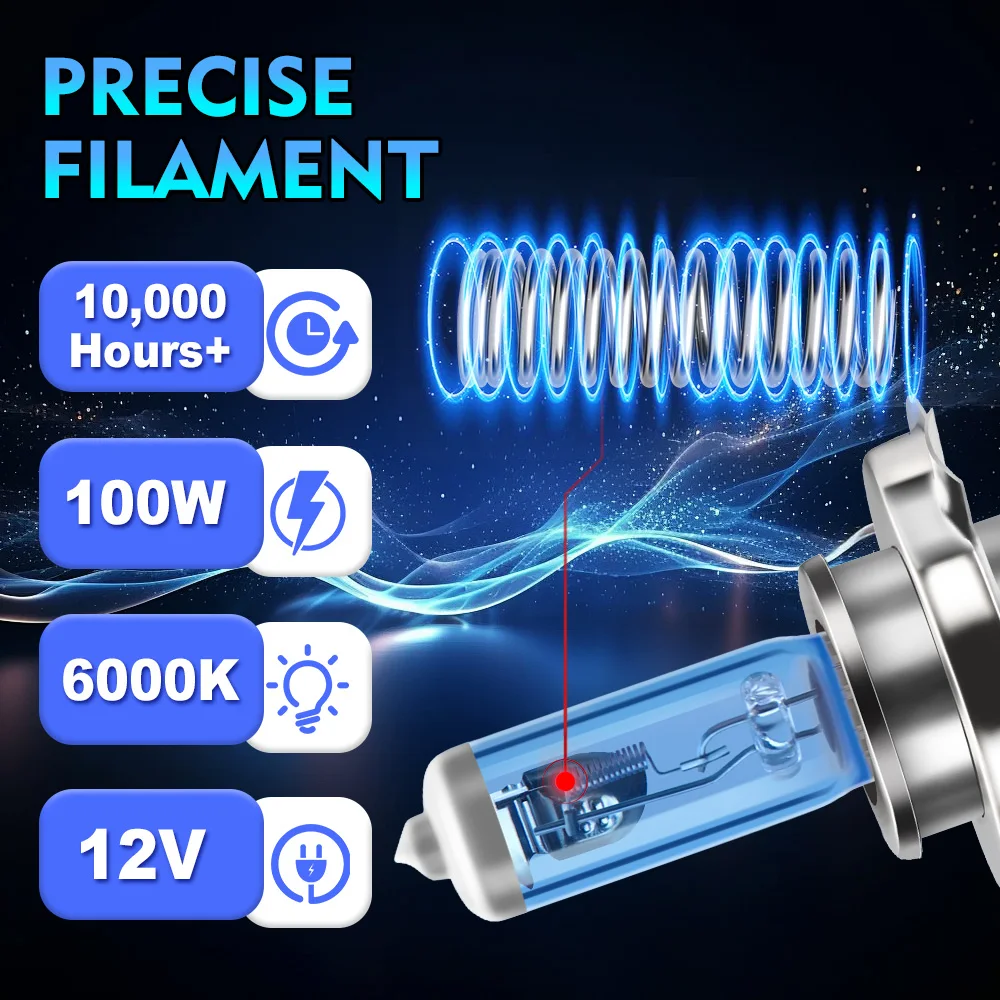 2PCS 12000LM 고출력 Canbus 자동 헤드램프 H4 할로겐 헤드라이트 12V 슈퍼 브라이트 6000K 화이트 도요타 하이랜더 2008-2010용