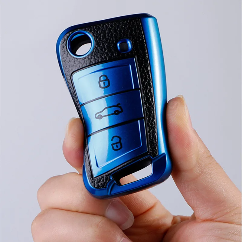 Key Case Cover Bag Keychain Protector for Volkswagen VW Polo Golf7 MK7 Tiguan Skoda Octavia Kodiaq Karoq Seat Ateca