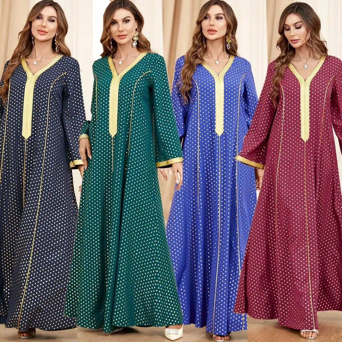 

Women Party Dress for Women Abaya Arab Fashion Robe Dubai Gowns Morocco Muslim Dress Fashion Patchwork Abaya Long-sleeved Dress