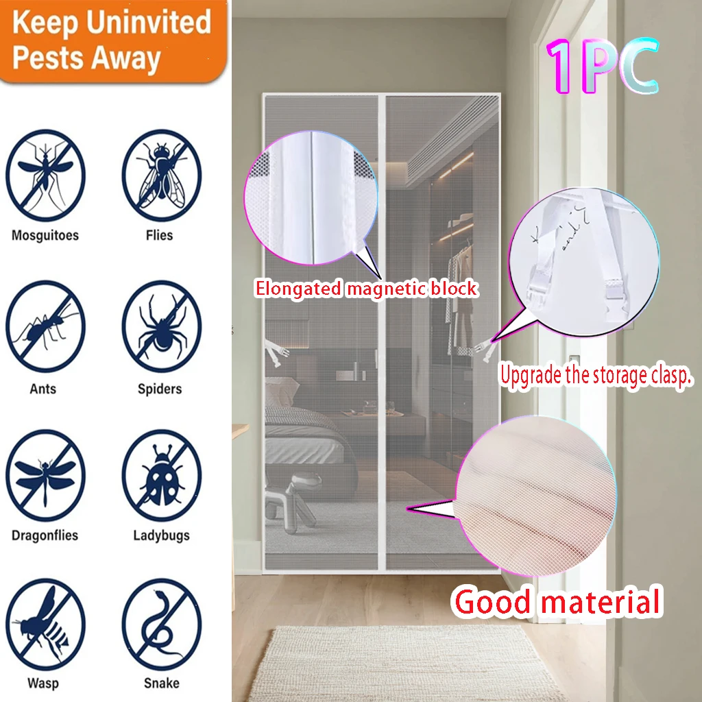 Magnetic Door Screen Mosquito Net Curtain Fly Insect Automatic Closing Invisible Mesh for Kitchen Indoor Living Room