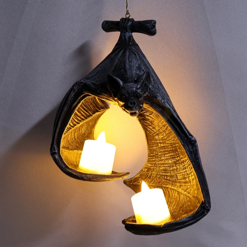 Black Bat Wall Tealight Holder Candlestick Halloween Decoration Candle Stand