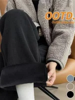 Women's Autumn Winter Thiened Fce Wide Leg Pants Casual Straight Cut High Waist Nine Points Korean Sle Trousers - Image 4