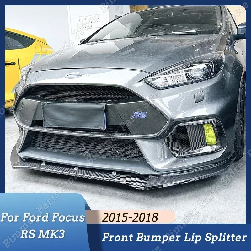 3Pcs Car Front Bumper Lip Splitter Spoiler Body Kit Tuning ABS For Ford  Focus RS MK3 2015 2016 2017 2018 Gloss Black/Carbon Look - AliExpress