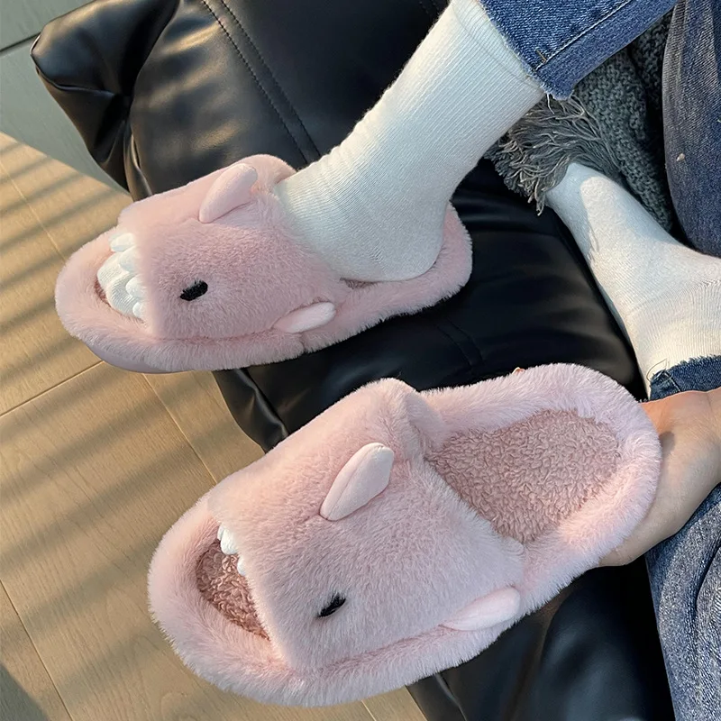 Warm Cotton Unisex Shark Slippers for Winter