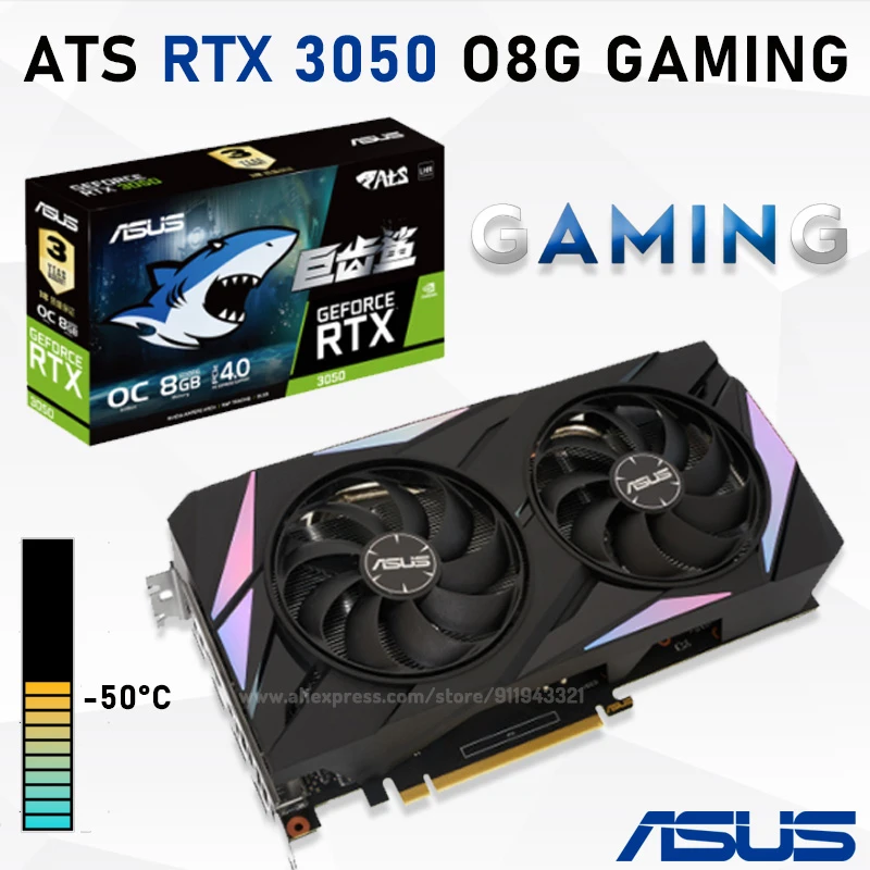 ASUS RTX3050-O8G-GAMING Graphics RTX 3050 Video Card 14000MHz GDDR6 Graphic RTX 3050 GPU HDCP rtx3050 Gaming video card GDDR6 latest gpu for pc