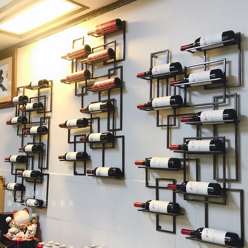 Industrial Showcase Wall Wine Rack Alcohol Drink Shelf Decor Commercial Shelves Red Wine Display Cabinets Bar Furniture