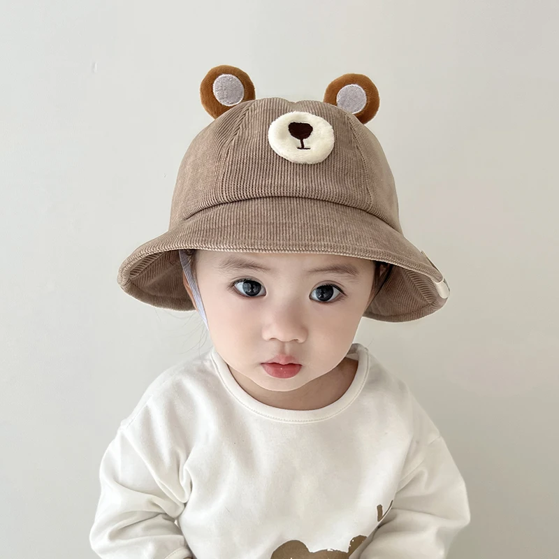 Baby Hat Kids Caps Baby Bucket Hat for Boy 1-4Y Cute Bear Baby Fisherman Cap With Ears Solid Cotton Casual Sun Hat Outdoor Summer Child Panama Cap