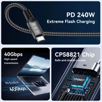 240W USB-C to USB-C Fast Charging Cable 48V5A USB4 40Gbps Thundebolt 4 Type-C Data Cable Suitable for Huawei Samsung iPhone 15 - Image 5