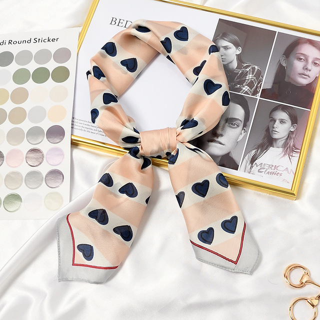 70x70cm Women Multifunction Polyester Silk Scarf Elegant Stripes Printed Casual Satin Small Square Wraps Scarves Shawl Girls