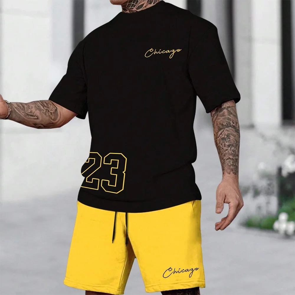 South American Men Casual Oversized Set Printed Digital Patterns Sports Set