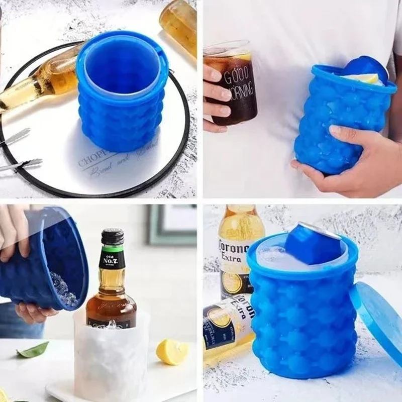 Silicone Ice Bucket Portable Whiskey Beer Frozen Beverage Machine Ice Cube Making Bucket High-capacity Medium Sized