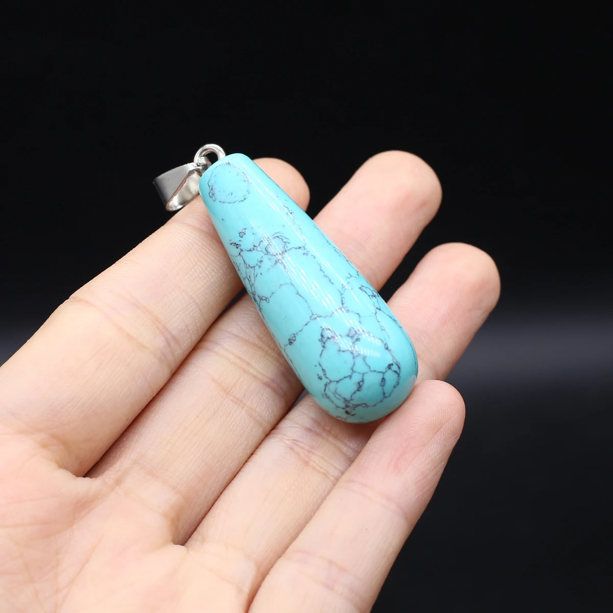 10PCS Charming Natural Stone Crystal Agate Turquoise Droplet Shape Pendant Jewelry Making DIY Necklace Earrings Accessories Gift