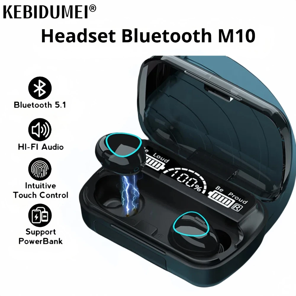M10 Wireless Headphone Bluetooth Earphones Waterproof Earpieces Sport Earbuds For Huawei iPhone OPPO Xiaomi TWS Music Headset 4