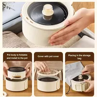 Cuiseur à riz électrique multifonctionnel Portable de voyage, chaudière à nouilles, marmite chaude fendue, poêle à soupe pliable, poêle à frire 2