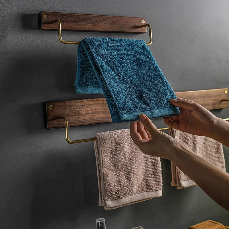 Wall Mounted wood Towel Holder Cabinet Drawer Hanging Rack Storage Door Hanger Kitchen Bathroom