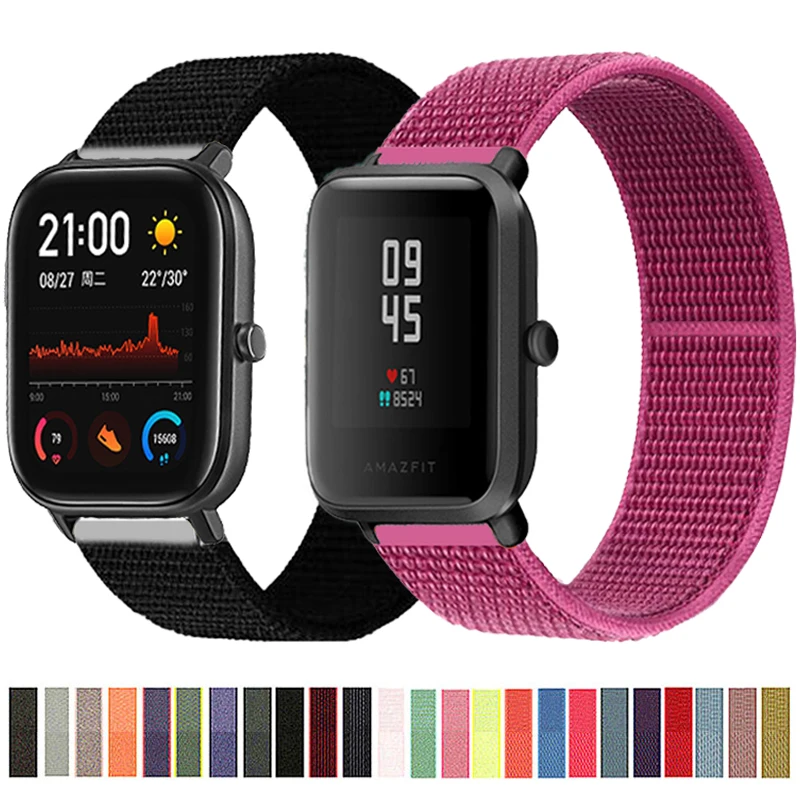 

20MM Nylon Loop Bands For Xiaomi Haylou LS02 Smart Watch Sports Bracelet For Amazfit Bip Lite S U GTS 2 Wrist Straps Correa Belt