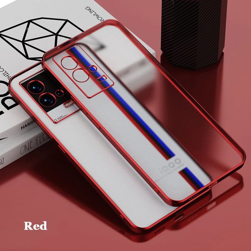 Gerader Rand-Beschichtungsrahmen Transparentes, mattes, weiches TPU-Gehäuse für vivo iQOO 8 9 Pro Airbag Anti-Drop-Objektiv Volle Abdeckungsschale_voghion.com