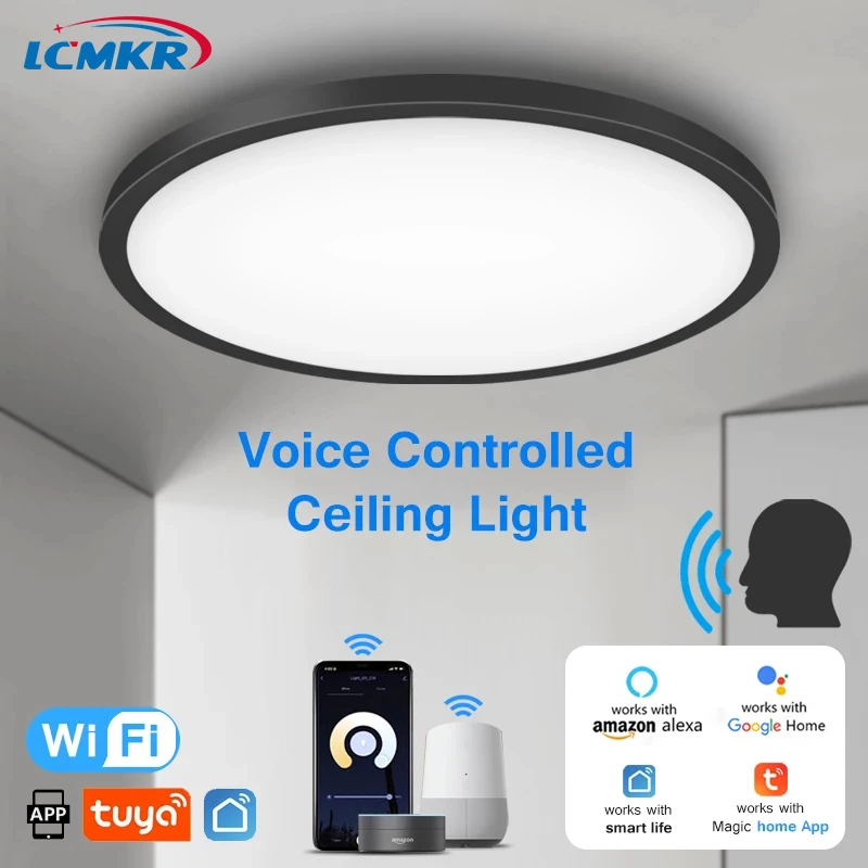 Smart Led Ceiling Lamp Wifi App Voice Control With Alexa/google Round